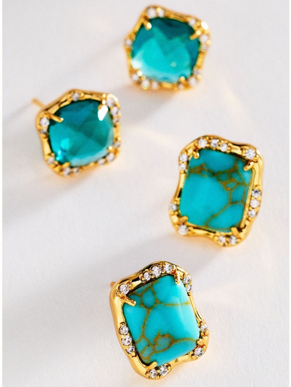 Anthropologie Turquoise Stone Earrings Set of 2. Brand new!